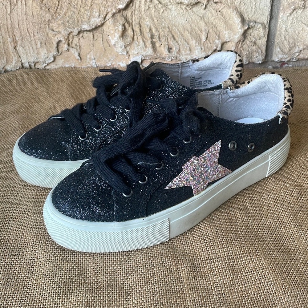 Mia marlowe Shoe Star Glitter sneakers, Black & Pink Size 7 1/2 Sold Out - Picture 15 of 16